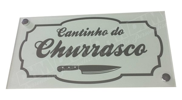 Placa Decorativa Cantinho Do Churrasco Em Espelho De Vidro