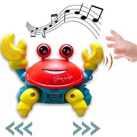 Brinquedo Infantil Caranguejo Fujão Com Led Música Bebê Rastejante Brinquedo Interativo