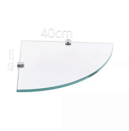 VIDRO 4 mm TEMPERADO 40 CM MEIA LUA  OU CANTONEIRA