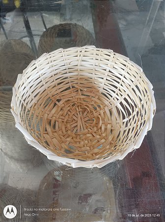 BALAIO BAMBU CESTO DECORAÇÃO ARTESANAL PALHA 40 CM