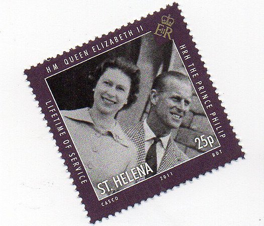 2011 Santa Helena (Ilh Britânica) selo 25p Príncipe Felipe e Rainha Elizabeth II