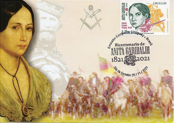 2021 - Uruguai - Anita Garibaldi 200 anos - Máximo Postal - novo