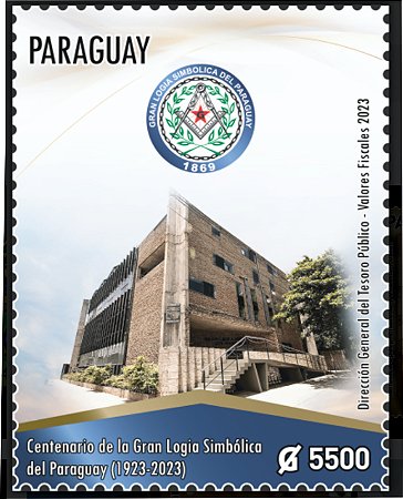 2023 - Paraguai - Centenário da Grande Loja Simbólica - selo novo oficial
