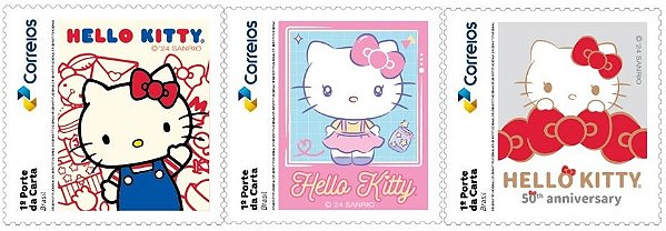 2024 - 50 anos da Hello Kitty - série 3 selos institucionais