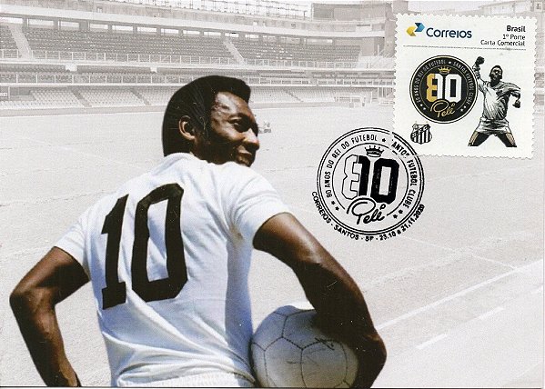 2020 - Pelé - 80 anos - máximo postal - escasso