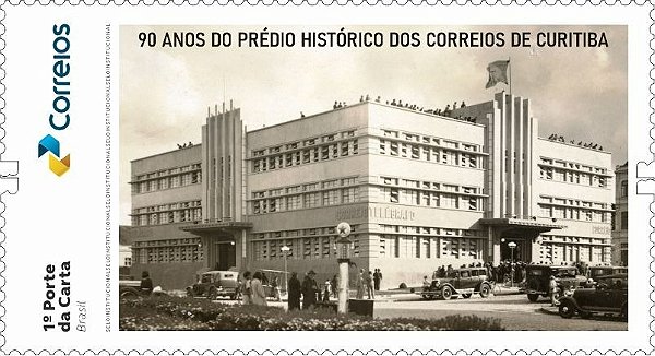 2024 90 anos Prédio Histórico dos Correios de Curitiba - S.I selo institucional