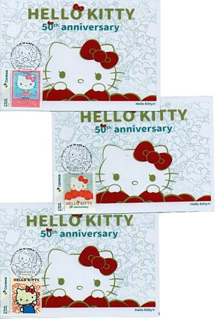 2024 -  Hello Kitty 50 anos - conjunto de 3 lindos postais máximos