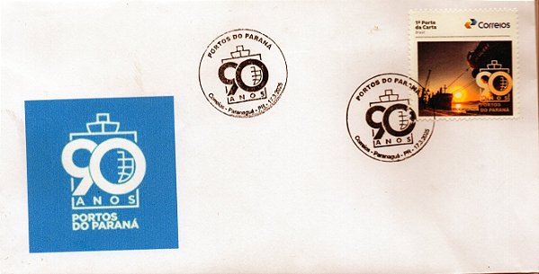 2025 - 90 Anos Portos do Paraná - envelope - selo institucional