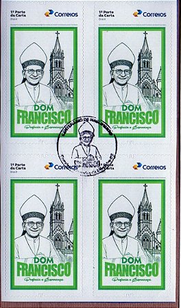 2025  Centenário de Dom Francisco quadra com carimbo comemorativo alusivo