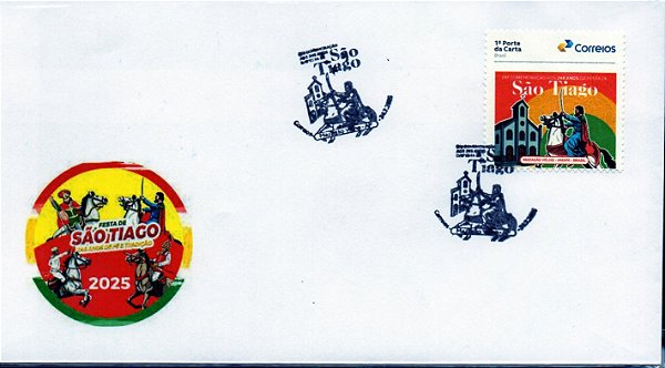 2025 - Festa de São Tiago de Mazagão Velho 248 anos envelope  carimbo e selo institucional
