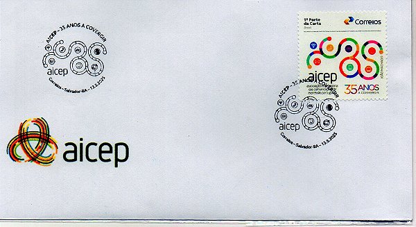 2025 35 anos da AICEP - envelope com carimbo comemorativo e SI