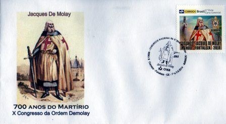 2014 Envelope Personalizado 700 anos do Martírio de Jacques De Molay - X Congresso DeMolay - rara perça
