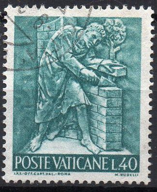 1966 Vaticano - Trabalho e arte: Pedreiro, artesão, arquiteto, entre outros - série completa 12 selos (usado - escasso)