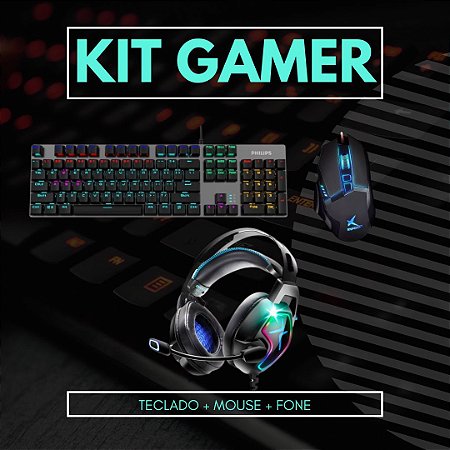 Kit Gamer Teclado Mouse Headset USB P2 Philips e Exbom