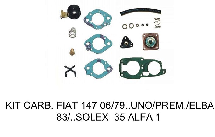 Kit Carburador Fiat 147 06/79 - Uno/Prêmio/Elba 83/88 Solex 35 Alfa 1