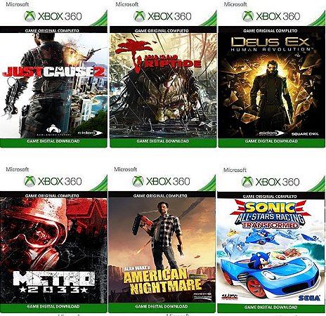 Combo 6 Games Xbox 360 Digital Jogos Originais Xbox Live