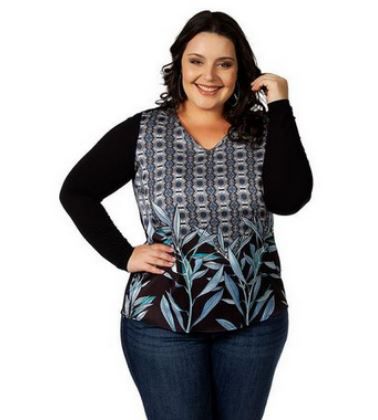 blusas femininas plus size manga longa