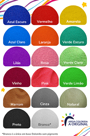 Kit 10 para Reposição - Areia Colorida para Atividades Escolares - Disponível em 17 cores