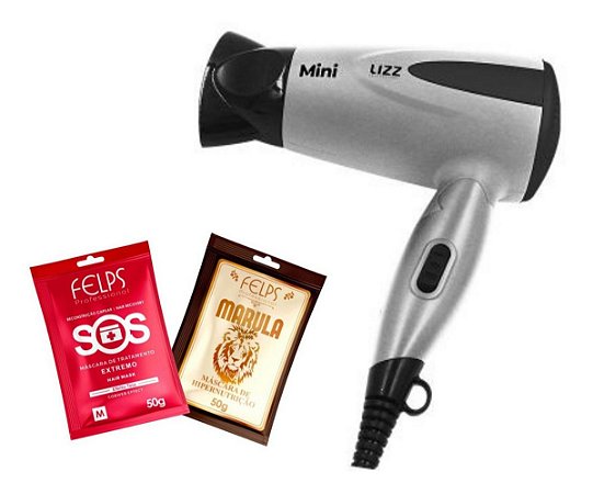 Mini Secador De Cabelos Lizz Dobrável Kit Viagem + brinde - StiloHair  Professional - Cuidados Capilares