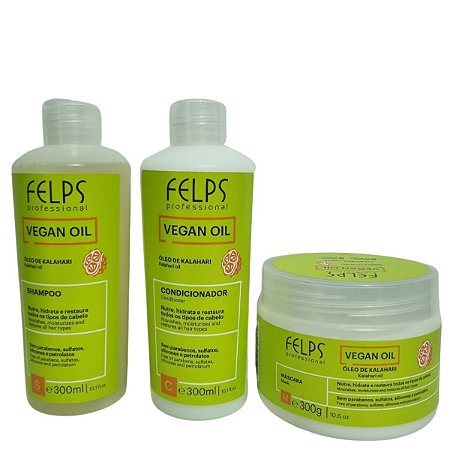 Kit felps vegan Oil Shampoo condicionador e Máscara vegano