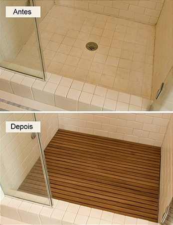 DECK DE CHUVEIRO SOB MEDIDA: Área de 1,14 a 1,20 m2