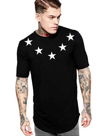 Camiseta longline masculina personalizada Clearance