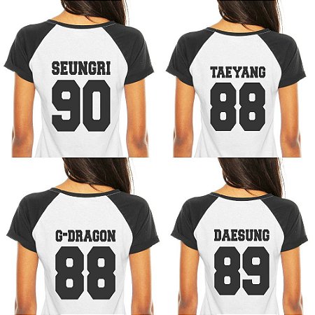 Camiseta Feminina Kpop Banda Big Bang Integrantes Daesung G Dragon Seungri Taeyang Top T Shirt K Pop Raglan Estampadas Camisa Blusas Baratas Modelos Legais Loja Online Criativa Urbana Moletons Jaquetas College