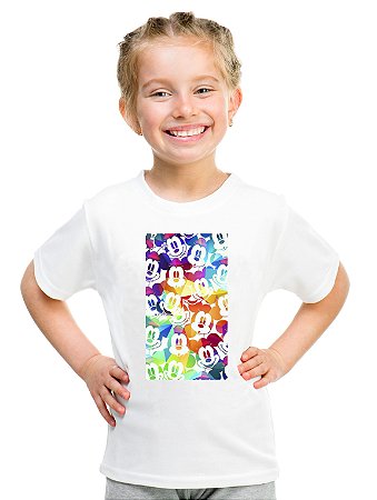 Camiseta Infantil Menina Mickey Colorido - Personalizadas/ Customizadas/ Estampadas/ Camiseteria/ Estamparia/ Estampar/ Personalizar/ Customizar/ Criar/ Camisa Blusas Baratas Modelos Legais Loja Online - Criativa Urbana - Moletons, Jaquetas College e