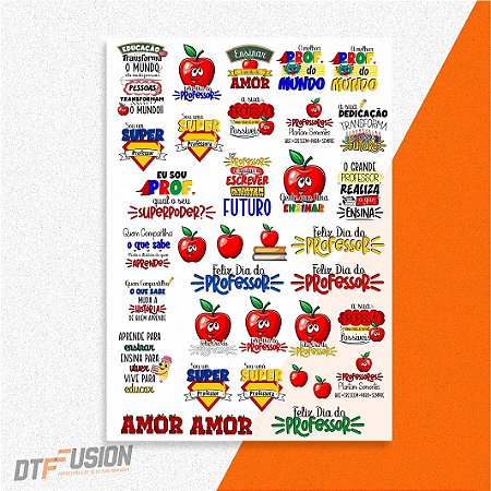 Cartela DTF UV Adesivo - Professores V2 - Tamanho A3