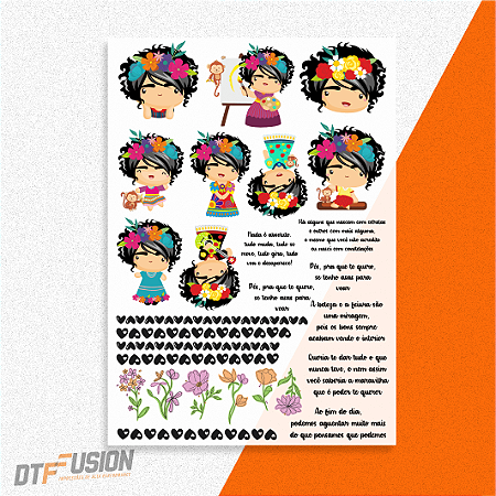 Cartela DTF UV Adesivo - Frida V1 - Tamanho A3
