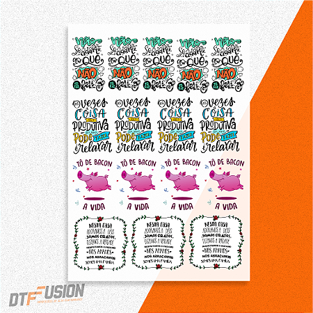 Cartela DTF UV Adesivo - Lettering V2 - Tamanho A3