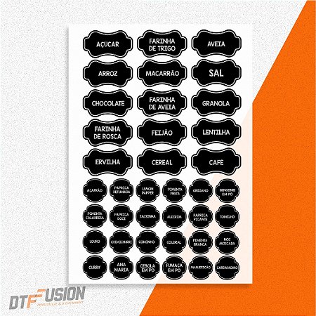 Cartela DTF UV - Tempero e Mantimentos (A3 - 30x42 cm) Cod. 01