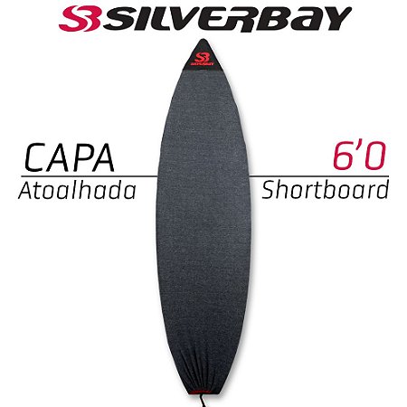 CAPA ATOALHADA SILVERBAY para Prancha de Surf 6'0 Shortboard - Preto
