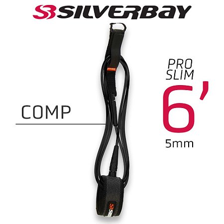 Leash Surf SILVERBAY PRO SLIM COMP 6' 5mm - Preto