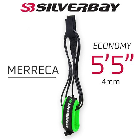 Leash Surf SILVERBAY ECONOMY MERRECA 5'5 4mm - Preto/Verde Flúor