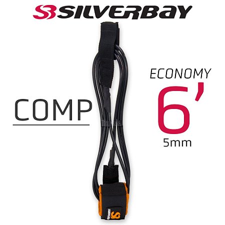 Leash Surf SILVERBAY ECONOMY COMP 6' 5mm - Preto/Laranja