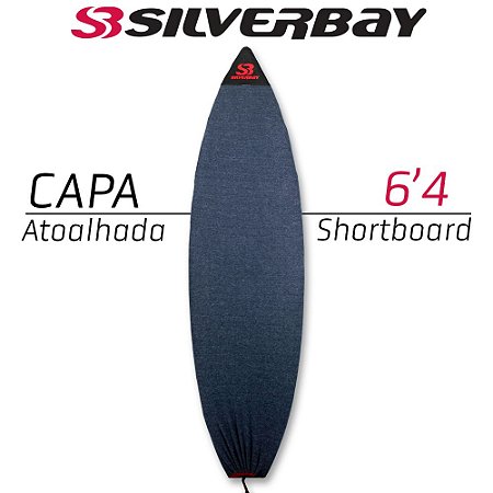 CAPA ATOALHADA SILVERBAY para Prancha de Surf 6'4 Shortboard - Azul/Vermelho