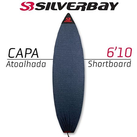 CAPA ATOALHADA SILVERBAY para Prancha de Surf 6'10 Shortboard - Azul/Vermelho