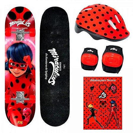 Skate Miraculous LadyBug C/Acessórios