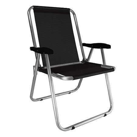 Cadeira Zaka Max Fixa Alumínio Preta 140Kg