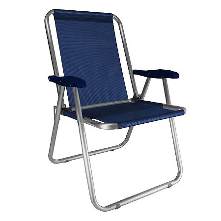 Cadeira Zaka Max Fixa Alumínio Azul Marinho 140Kg