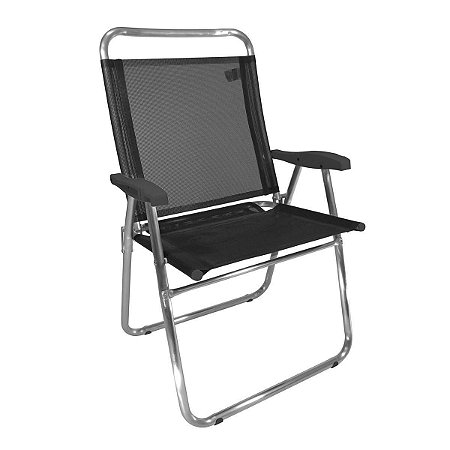 Cadeira Zaka King Fixa Alumínio Preta 140Kg