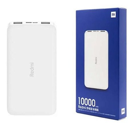 Carregador Portátil Xiaomi Redmi 10000mah Power Bank Turbo Branco