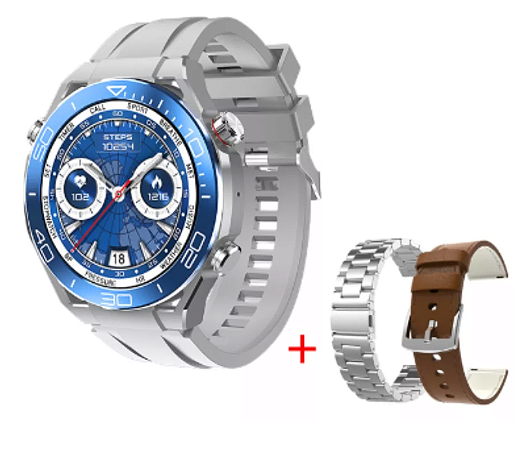 Relógio Smartwatch HW5 Max Prata + 2 Pulseiras