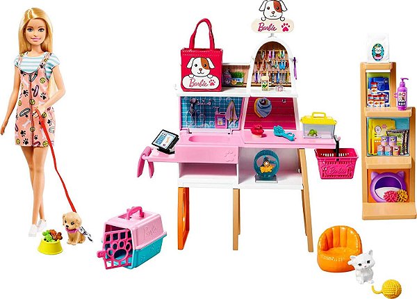 Barbie Playset Estate Pet Shop Com Boneca GRG90