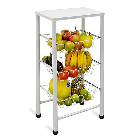 Fruteira Açomix Max Forte Tampo Aço Branco