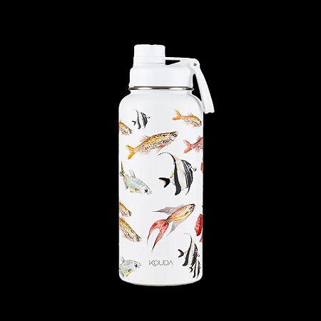 Garrafa Térmica Kouda 960ml Branca Peixes Clara Ladakh - 10360