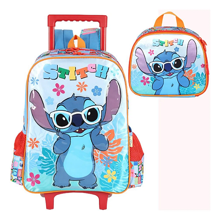 Kit Mochila e Lancheira Luxcel Stitch Azul - IC42392