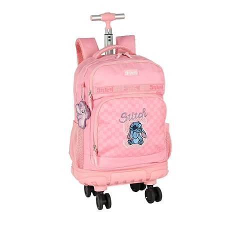 Mochila com Rodas Infantil Luxcel Stitch Rosa - MC50052