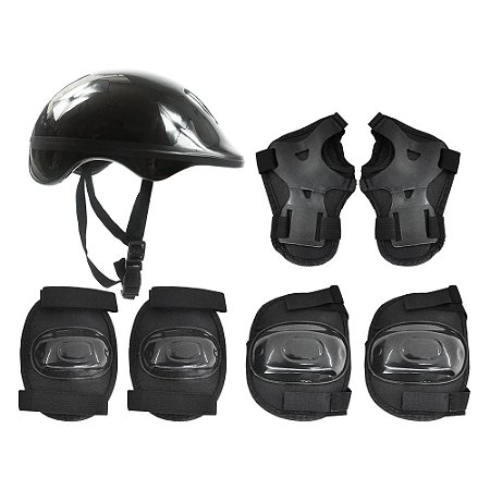 Kit Radical Capacete e Joelheira DM Toys Plus Infantil Preto - DMT5486